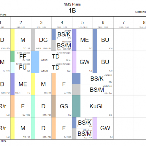 Stundenplan 1b