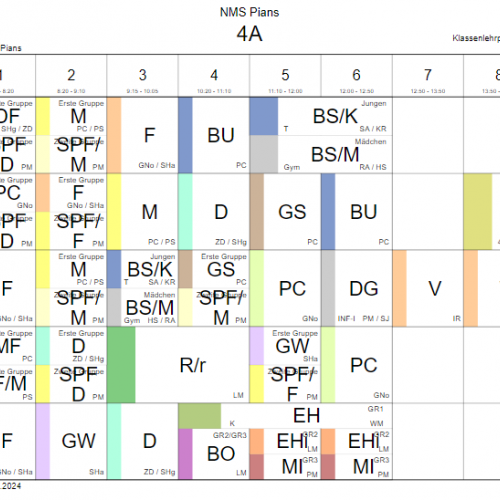 Stundenplan 4a